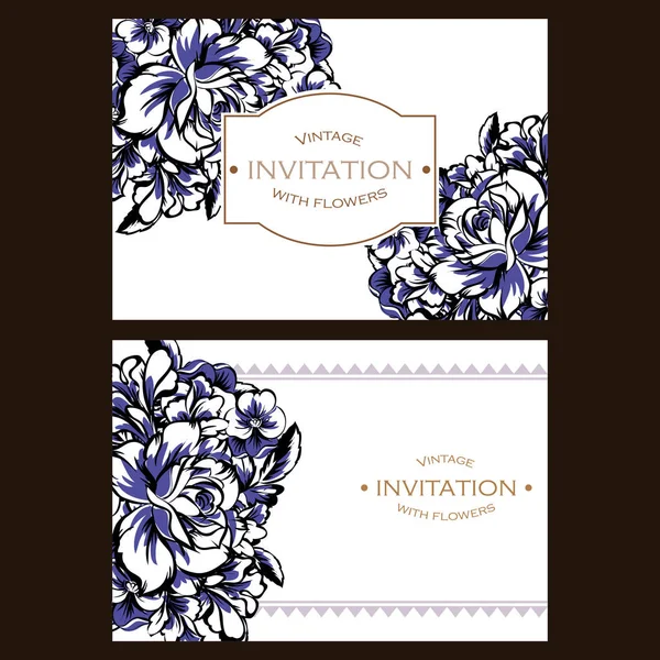 Carte d'invitation de mariage floral vintage — Image vectorielle