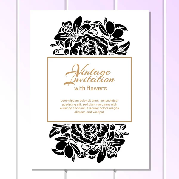 Vintage bloemen bruiloft uitnodigingskaart — Stockvector