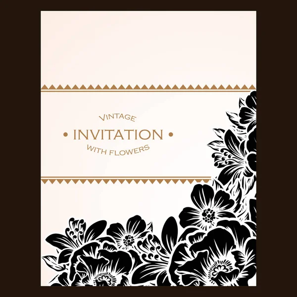 Carte d'invitation de mariage floral vintage — Image vectorielle