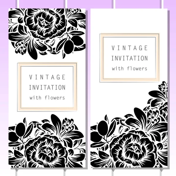 Vintage floral casamento convite cartão — Vetor de Stock