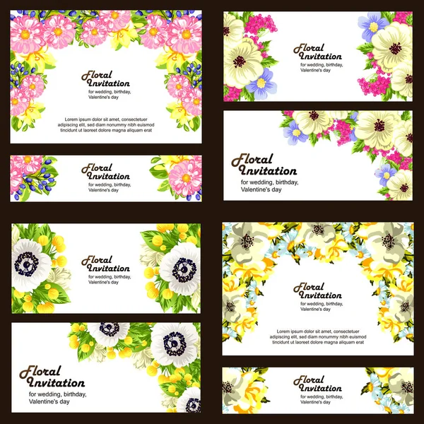 Set of floral invitation cards — Stock Vector