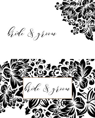 çiçek düğün davetiye kartı