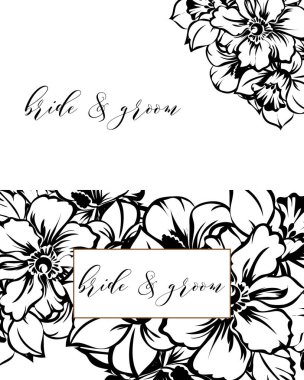 çiçek düğün davetiye kartı