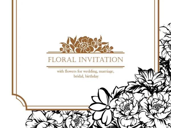 CARTE D'INVITATION FLORALE VINTAGE — Image vectorielle