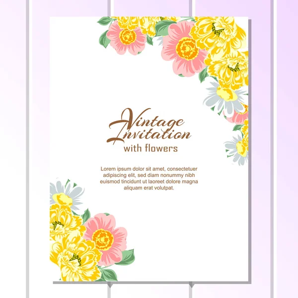 Tarjeta de invitación floral tierna — Vector de stock