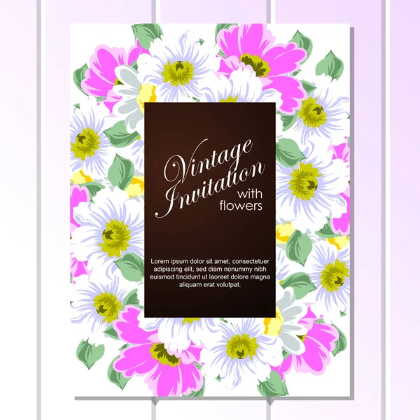 Carte d'invitation florale tendre — Image vectorielle