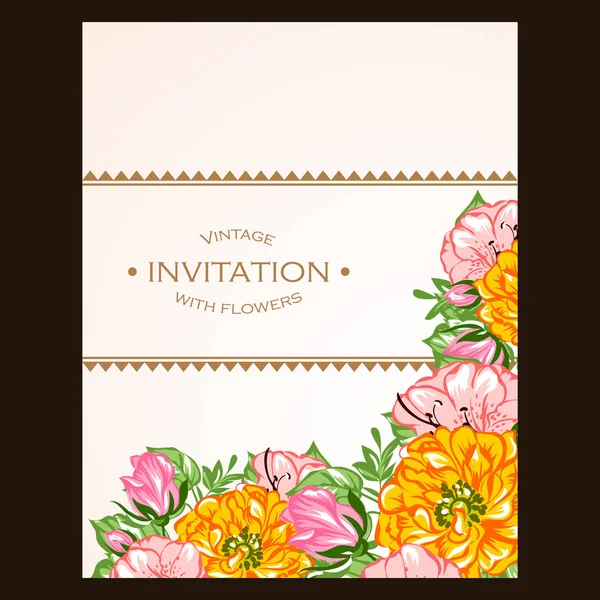 Tarjeta de invitación floral tierna — Archivo Imágenes Vectoriales