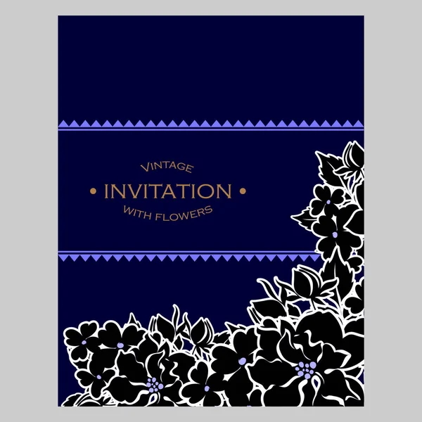 CARTE D'INVITATION FLORALE VINTAGE — Image vectorielle