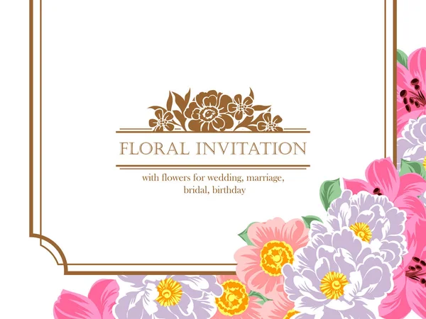 Udbud blomster invitation kort – Stock-vektor