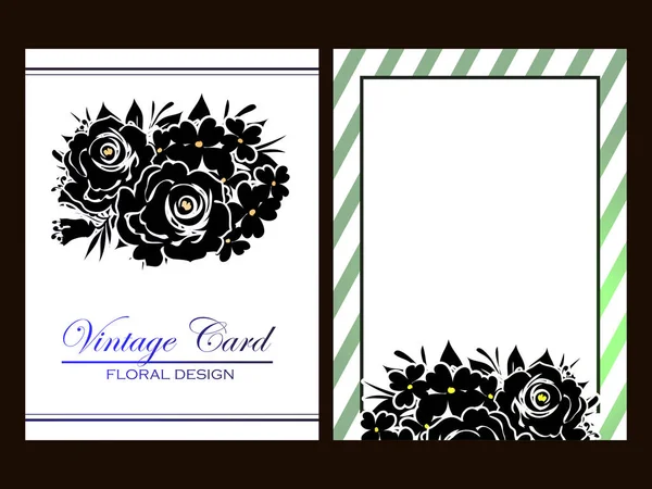 CARTE D'INVITATION FLORALE VINTAGE — Image vectorielle