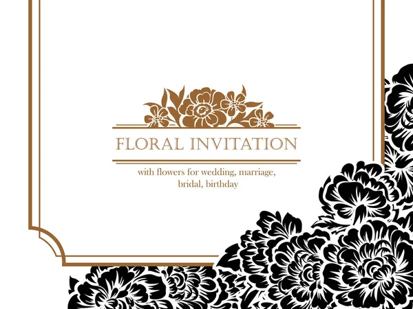 CARTE D'INVITATION FLORALE VINTAGE — Image vectorielle