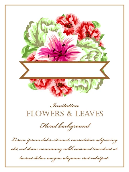 Tarjeta de invitación floral tierna — Vector de stock