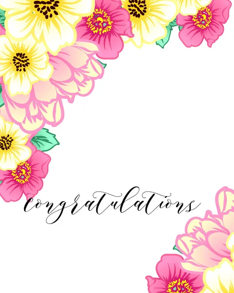 Floral Gefeliciteerd kaart — Stockvector