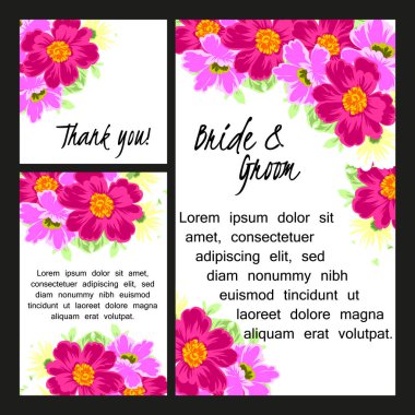 Çiçekli düğün davetiyesi.