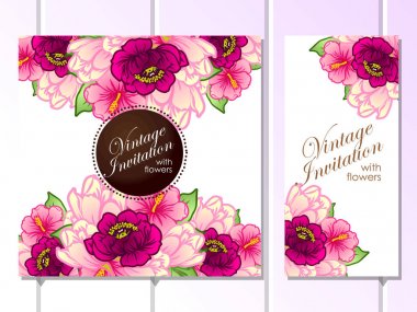 Set of floral invitation cards clipart