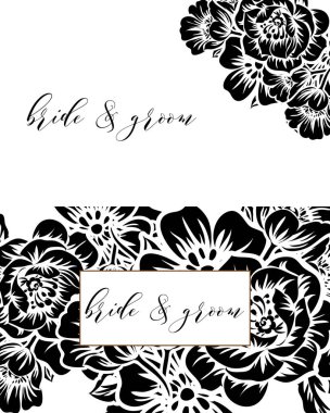 çiçek düğün davetiye kartı