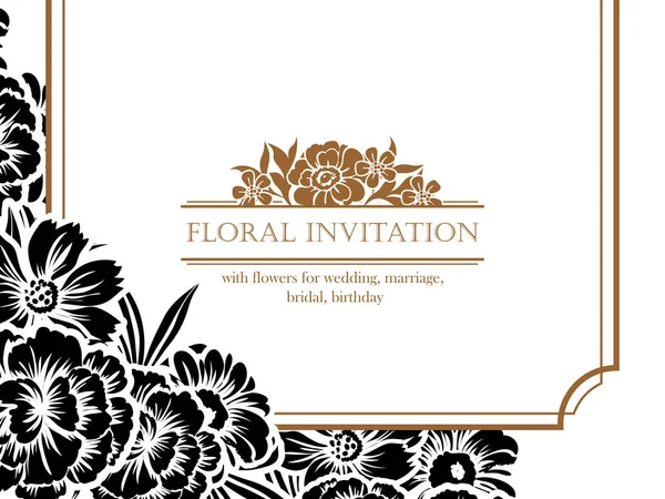 CARTE D'INVITATION FLORALE VINTAGE — Image vectorielle