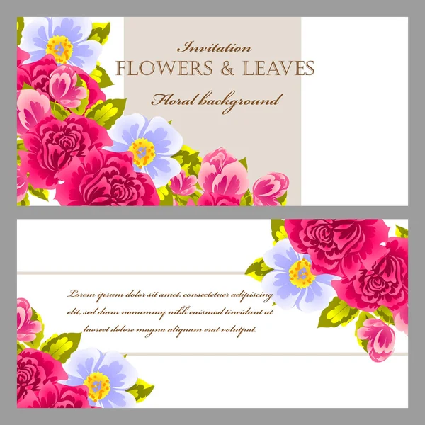 Kartu undangan bunga lembut - Stok Vektor
