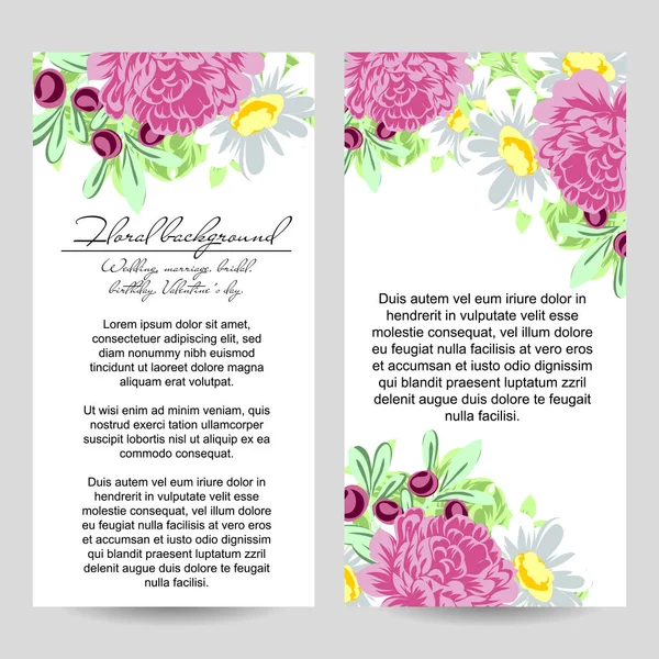 Set kartu undangan floral - Stok Vektor
