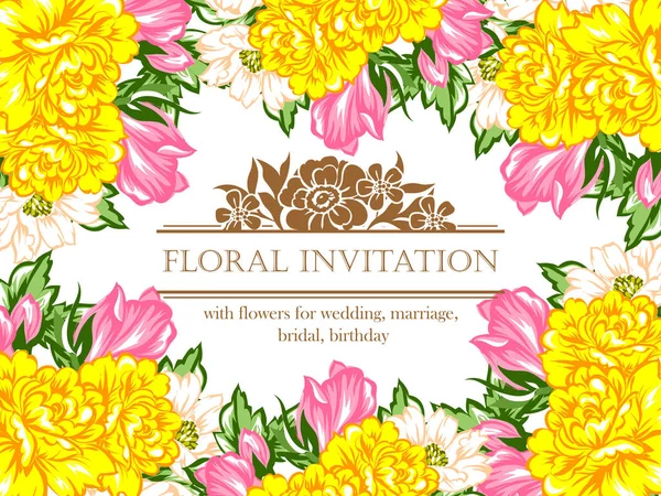 Ausschreibung floraler Einladungskarte — Stockvektor