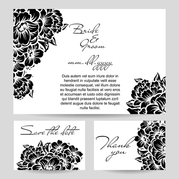 Vintage floral casamento convite cartão — Vetor de Stock