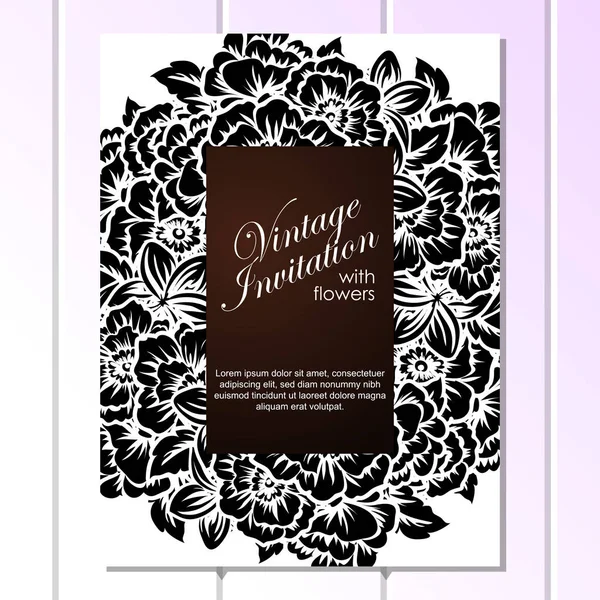 CARTE D'INVITATION FLORALE VINTAGE — Image vectorielle