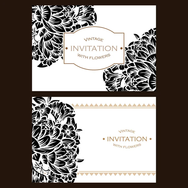 CARTE D'INVITATION FLORALE VINTAGE — Image vectorielle