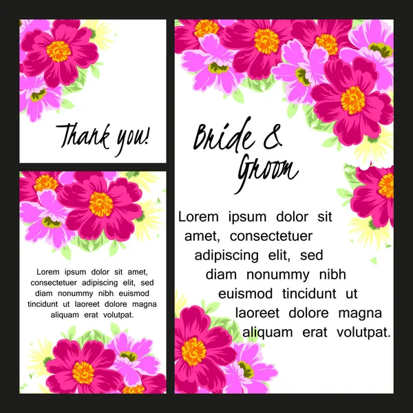 Çiçekli düğün davetiyesi.