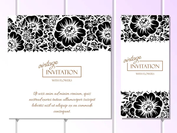 CARTE D'INVITATION FLORALE VINTAGE — Image vectorielle