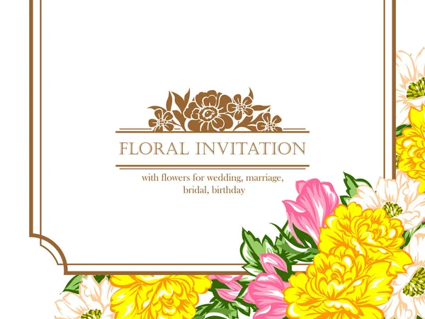 Tarjeta de invitación floral tierna — Vector de stock