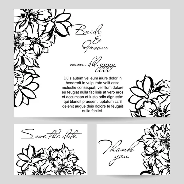 Vintage bloemen bruiloft uitnodigingskaart — Stockvector