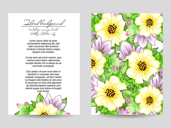 Tarjeta de invitación floral tierna — Vector de stock