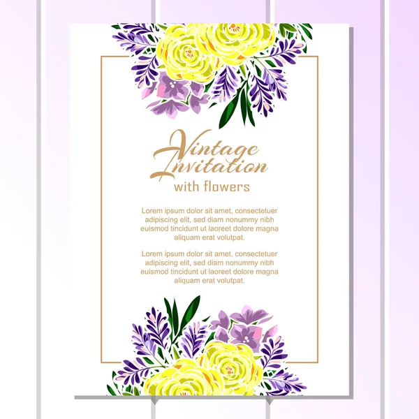 Inschrijving floral uitnodigingskaart — Stockvector