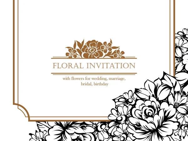 Tarjeta de invitación floral Vintage — Vector de stock