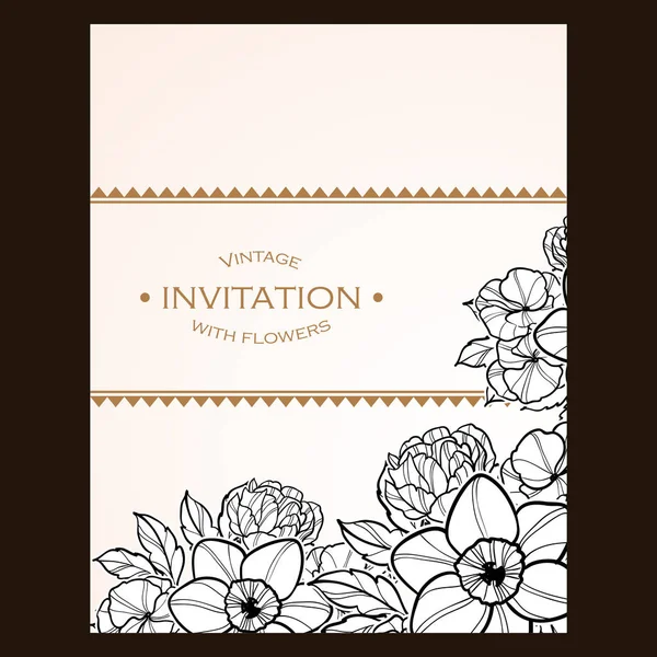 CARTE D'INVITATION FLORALE VINTAGE — Image vectorielle