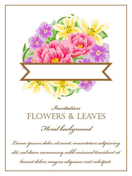 Carte d'invitation florale tendre — Image vectorielle