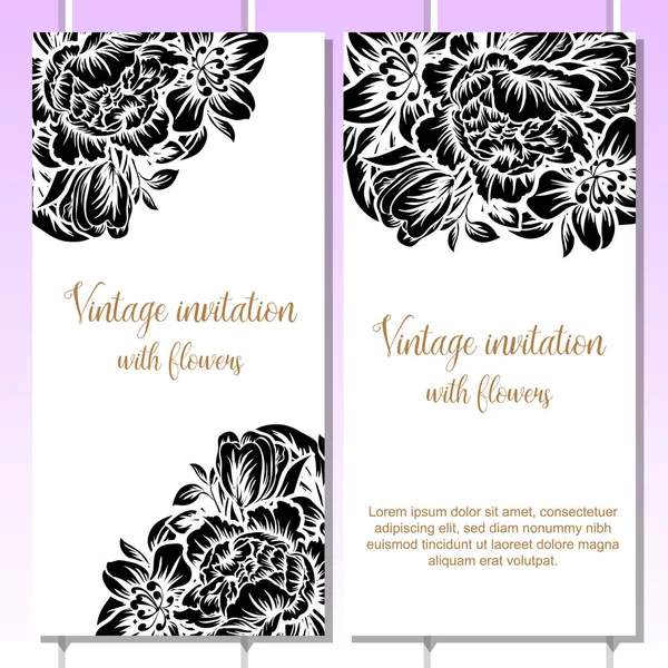 Vintage floral uitnodigingskaart — Stockvector