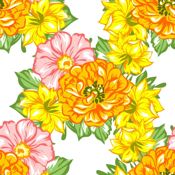 Patrón de flores sin costura — Vector de stock