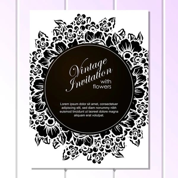 CARTE D'INVITATION FLORALE VINTAGE — Image vectorielle