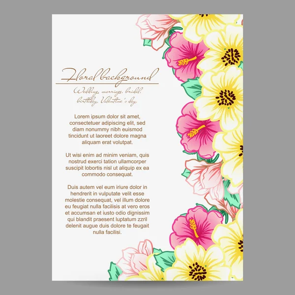 Inschrijving floral uitnodigingskaart — Stockvector