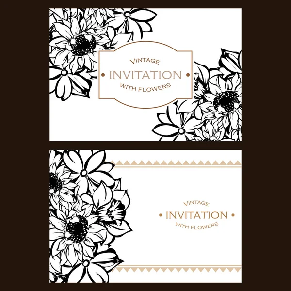 Tarjeta de invitación floral Vintage — Vector de stock