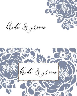 çiçek düğün davetiye kartı