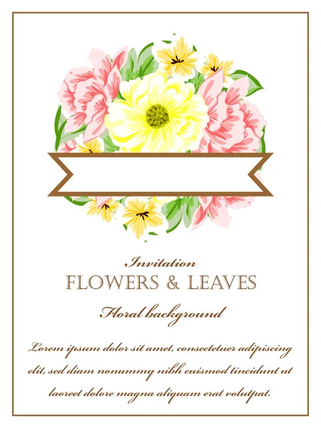 Tarjeta de invitación floral tierna — Archivo Imágenes Vectoriales