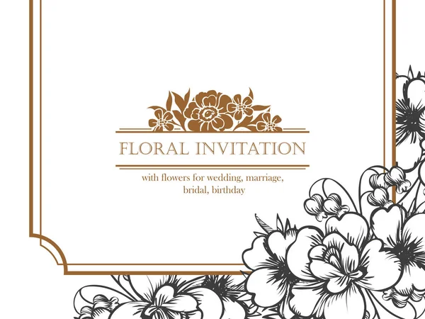 CARTE D'INVITATION FLORALE VINTAGE — Image vectorielle