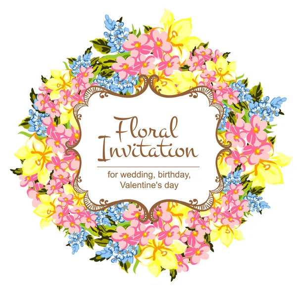 Jeu de cartes d'invitation florale — Image vectorielle