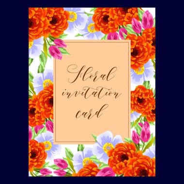 Çiçekli davetiye seti