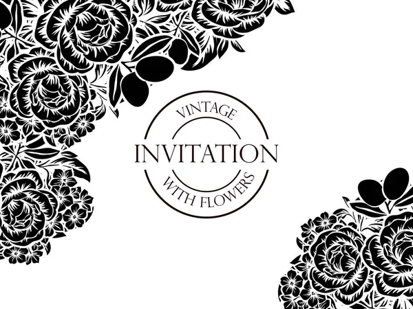 Tarjeta de invitación floral Vintage — Archivo Imágenes Vectoriales