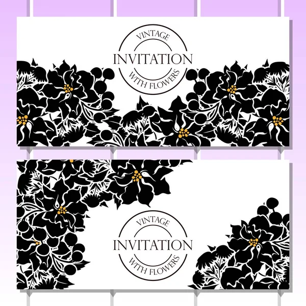 Tarjeta de invitación floral Vintage — Vector de stock