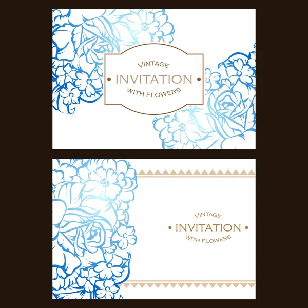 CARTE D'INVITATION FLORALE VINTAGE — Image vectorielle