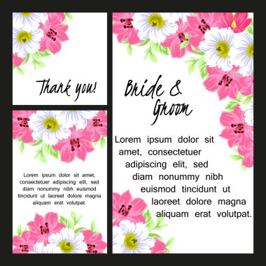 Çiçekli düğün davetiyesi.